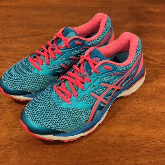 Asics GEL-Cumulus 18 Metallic Blue Orange Running Shoes size 7 - Picture 2 of 7